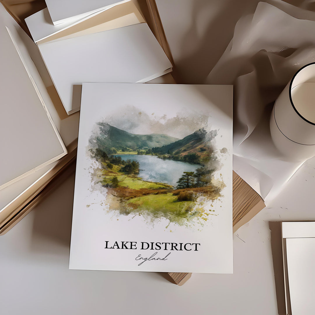 Lake District Wall Art, Lake District Print, England Watercolor Art, Lake District Gift, Travel Print, Travel Poster, Housewarming Gift