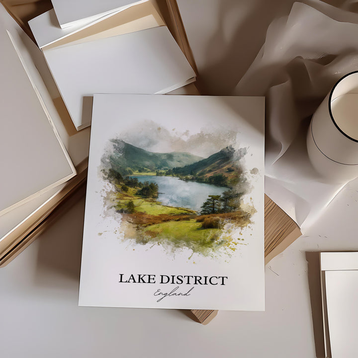 Lake District Wall Art, Lake District Print, England Watercolor Art, Lake District Gift, Travel Print, Travel Poster, Housewarming Gift