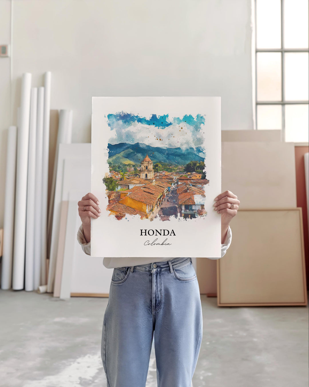 Honda Colombia Wall Art, Tolima Print, Colombia Watercolor Art, Honda Colombia Gift, Travel Print, Travel Poster, Housewarming Gift