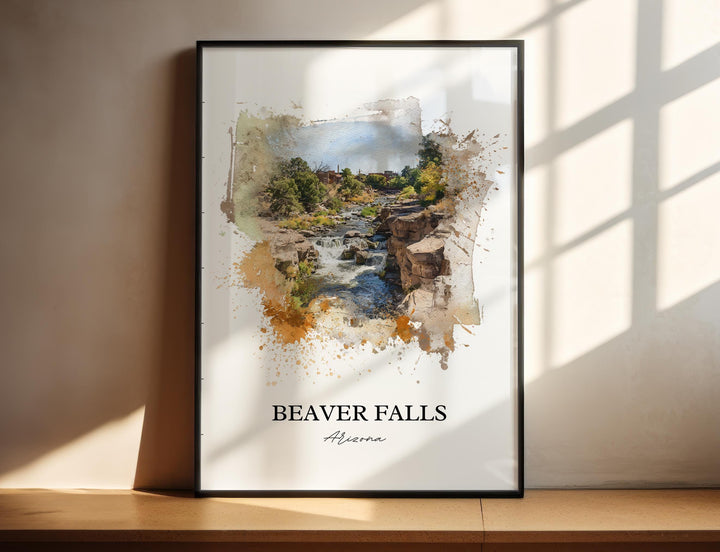 Beaver Falls Wall Art, Supai Print, Arizona Watercolor Art, Beaver Falls AZ Gift, Travel Print, Travel Poster, Housewarming Gift
