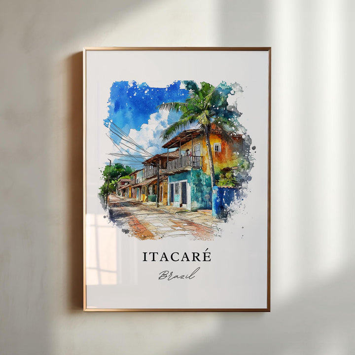 Itacaré Brazil Wall Art, Bahian Coast Print, Itacaré Watercolor Art, Bahia Brazil Gift,