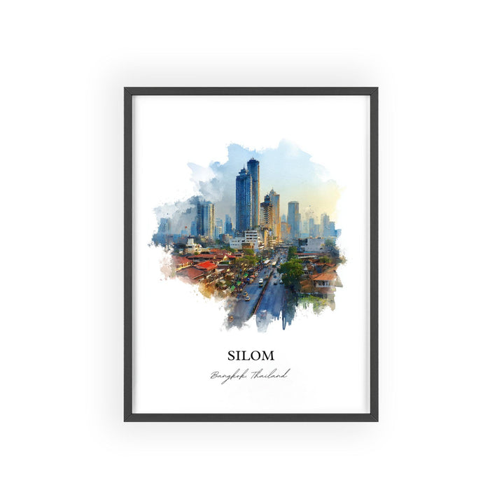 Silom Bangkok Wall Art, Bangkok Print, Bangkok Watercolor Art, Bangkok Thailand Gift, Travel Print, Travel Poster, Housewarming Gift