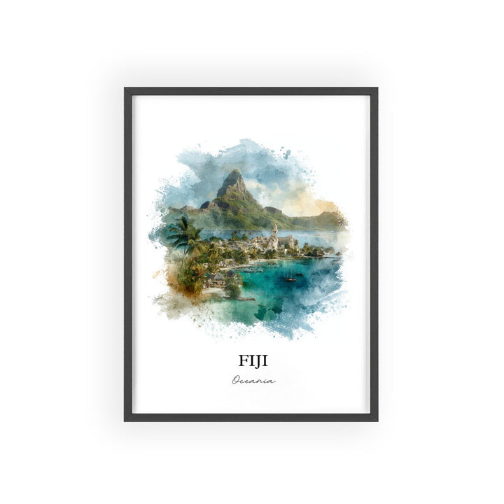 Fiji Wall Art, Fiji Print, Fiji Watercolor Art, Fiji Island Gift, Travel Print, Travel Poster, Housewarming Gift
