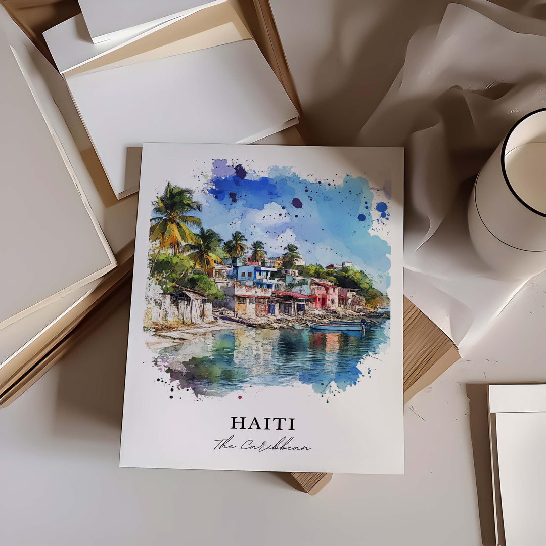 Haiti Wall Art, Haiti The Caribbean Print, Haiti Watercolor Art, Haiti Gift,