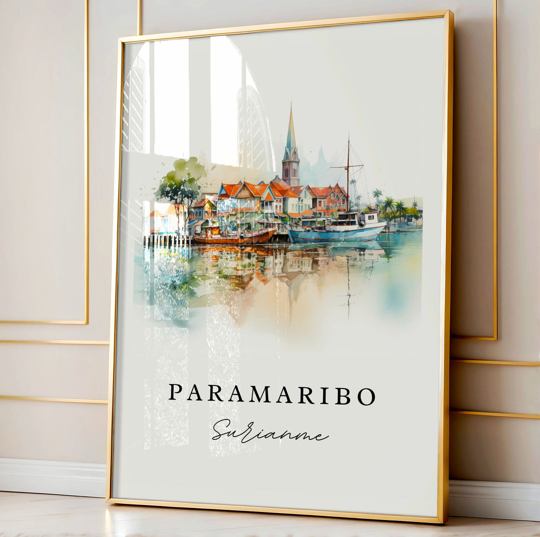 Paramaribo wall art - Suriname, Paramaribo poster print, Paramaribo Wedding gift, Birthday present, Custom Text, Perfect Gift