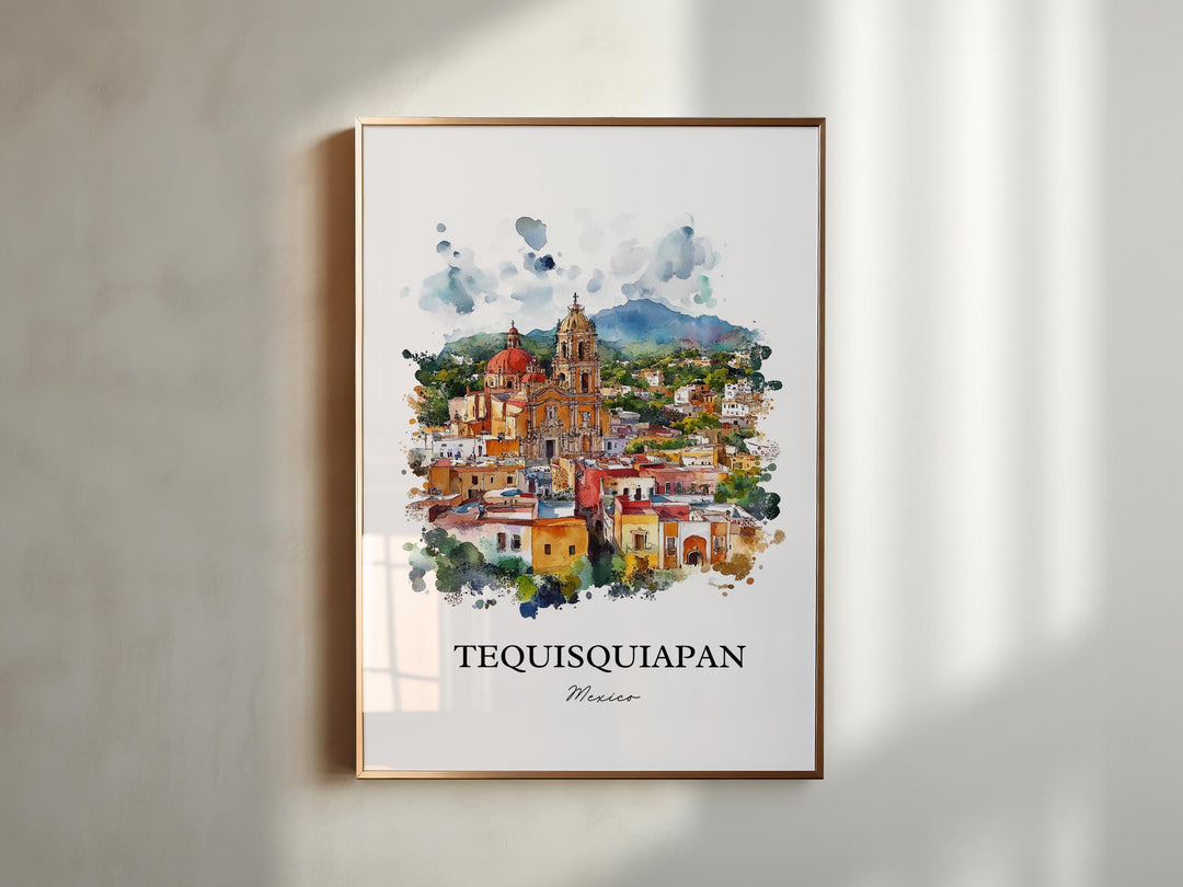 Tequisquiapan Wall Art, Querétaro Print, Mexico Watercolor Art, Tequisquiapan Gift, Travel Print, Travel Poster, Housewarming Gift