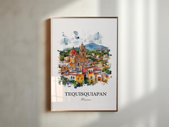 Tequisquiapan Wall Art, Querétaro Print, Mexico Watercolor Art, Tequisquiapan Gift, Travel Print, Travel Poster, Housewarming Gift