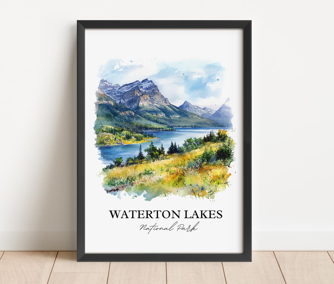 Waterton Lakes National Park Art, Alberta Print, Alberta Artwork, Waterton Lakes Park Gift, Travel Print, Travel Poster, Housewarming Gift