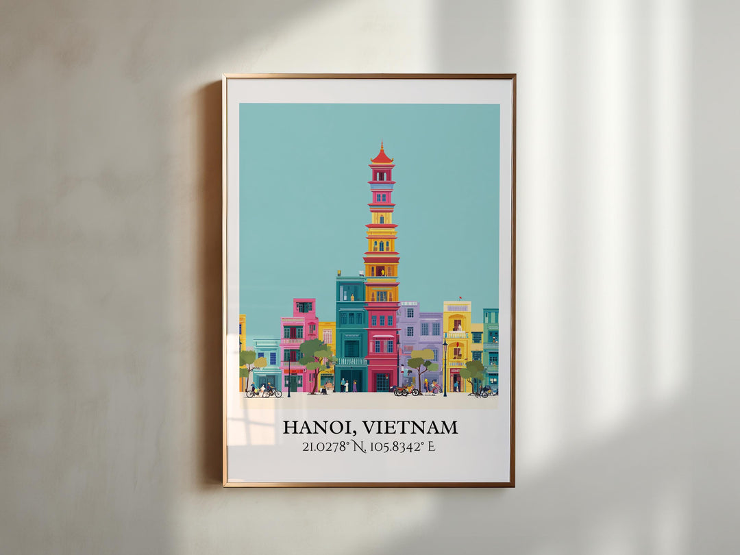 Hanoi Art, Hanoi Retro Travel Art, Hanoi Home Decor, Hanoi Vietnam Gift, Vietnam Travel Art, Travel Prints, Housewarming Gift