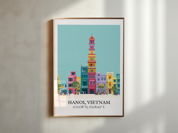 Hanoi Art, Hanoi Retro Travel Art, Hanoi Home Decor, Hanoi Vietnam Gift, Vietnam Travel Art, Travel Prints, Housewarming Gift