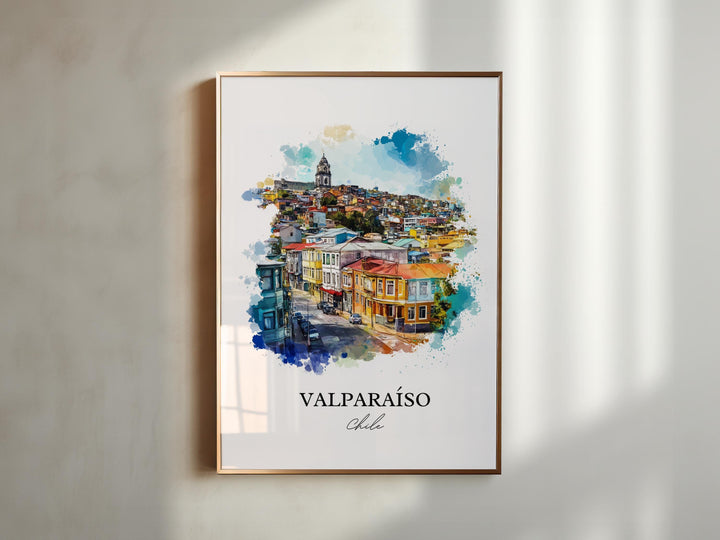 Valparaíso Wall Art, Valparaíso Print, Chile Watercolor Art, Valparaíso Chile Gift, Travel Print, Travel Poster, Housewarming Gift