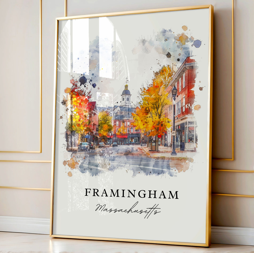 Framingham wall art, Framingham Print, Massachusetts Wall Art, Framingham MA Gift, Travel Print, Travel Gift, Housewarming Gift