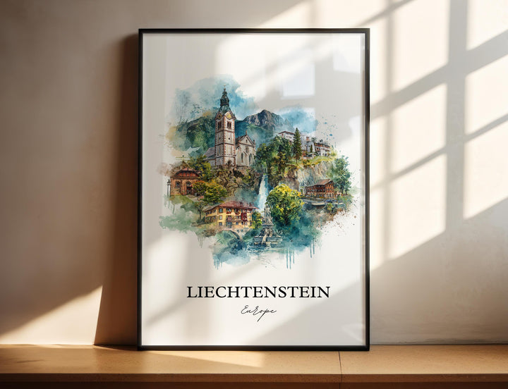 Liechtenstein Art, Liechtenstein Print, Liechtenstein Watercolor Art, Liechtenstein Gift, Travel Print, Travel Poster, Housewarming Gift