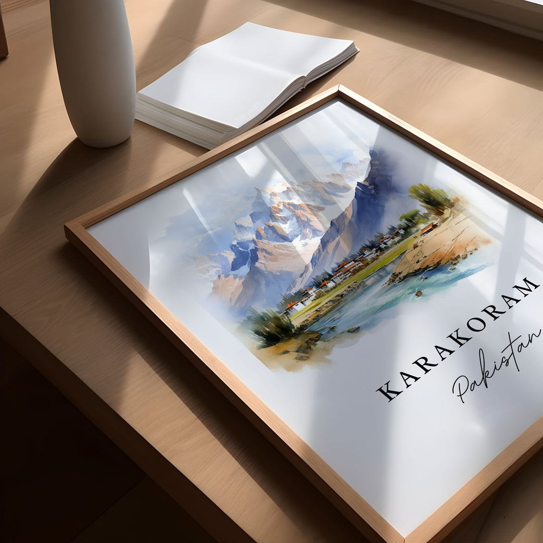 Karakoram wall art - Pakistan, Karakoram poster print, Karakoram Pakistan gift, Birthday present, Custom Text, Perfect Gift