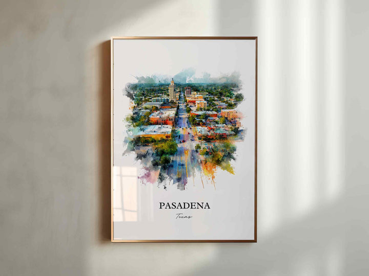 Pasadena, Texas – Watercolor Art Print