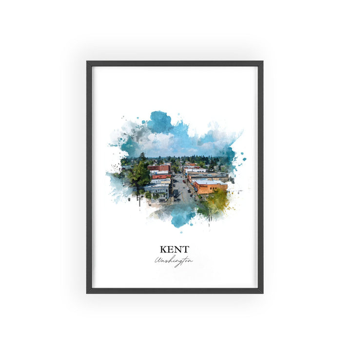 Kent Washington Wall Art, Kent Print, Kent Watercolor Art, Kent WA Gift, Travel Print, Travel Poster, Housewarming Gift