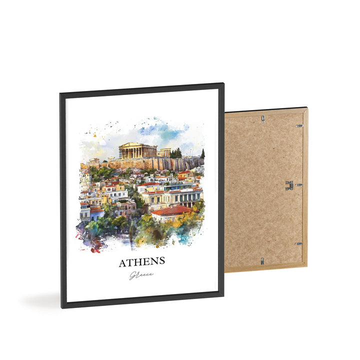 Athens Greece Wall Art, Athens Greece Print, Greece Watercolor Art, Athens Greece Gift, Travel Print, Travel Poster, Housewarming Gift