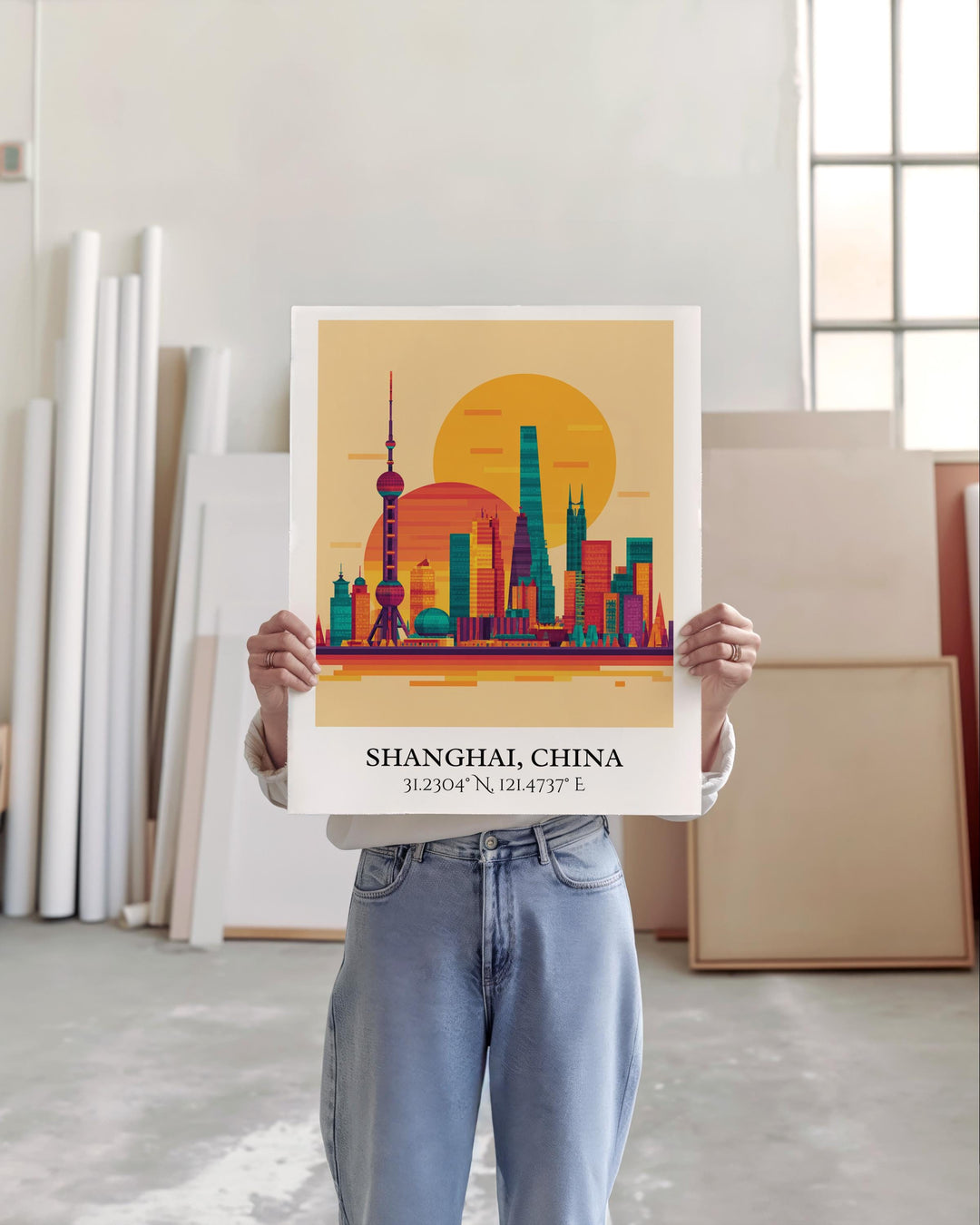 Shanghai Art, Shanghai Retro Travel Art, Shanghai Home Decor, Shanghai China Gift, China Travel Art, Travel Prints, Housewarming Gift