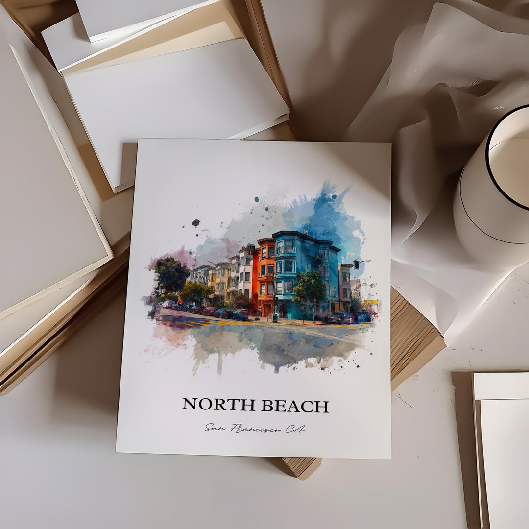 North Beach, California – Watercolor Art Print
