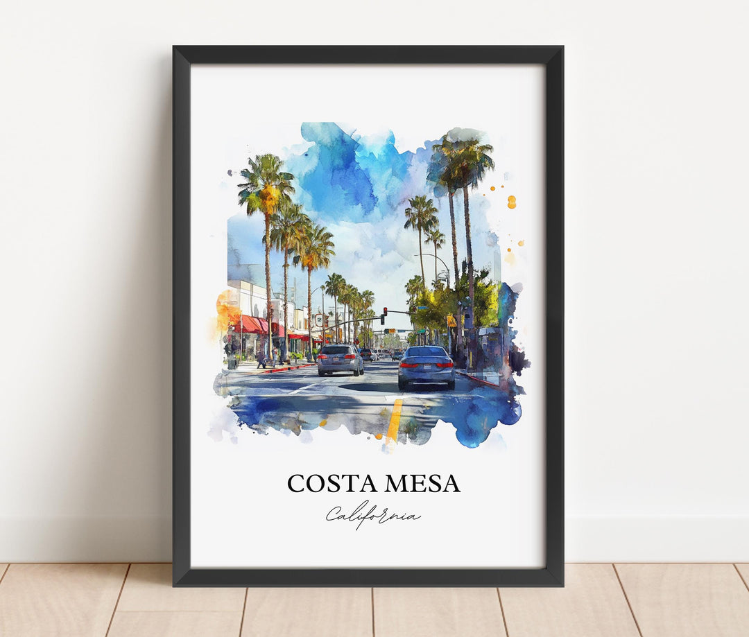 Costa Mesa Wall Art, Orange County Print, Costa Mesa Watercolor Art, Costa Mesa Gift, Travel Print, Travel Poster, Housewarming Gift