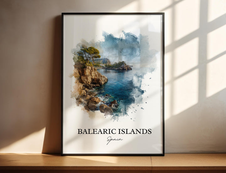 Balearic Islands Wall Art, Balearic Islands Print, Spain Watercolor Art, Spain Gift, Balearic Travel Print, Travel Poster, Housewarming Gift