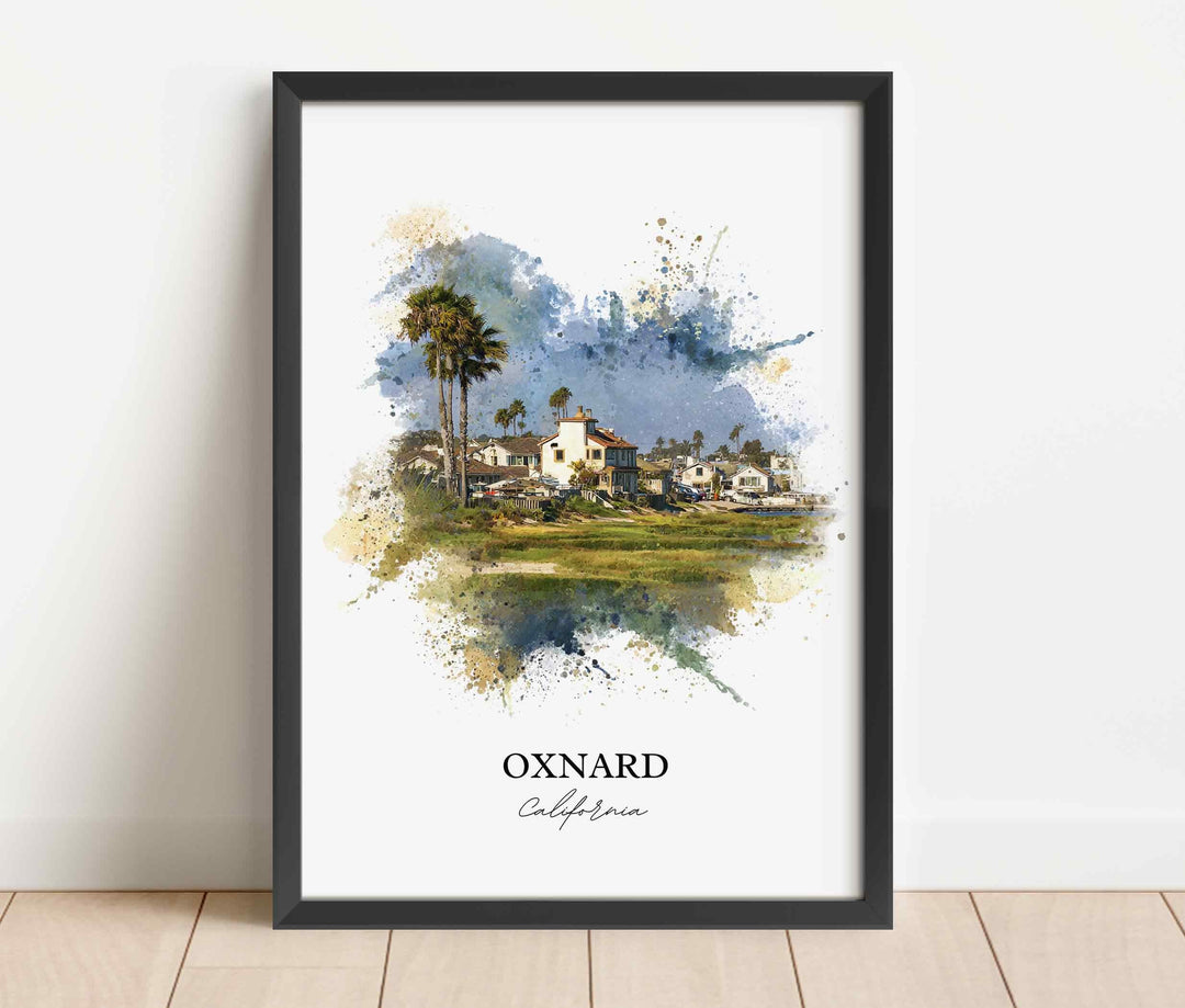 Oxnard CA Wall Art, Oxnard Print, Oxnard Watercolor Art, Oxnard California Gift, Travel Print, Travel Poster, Housewarming Gift