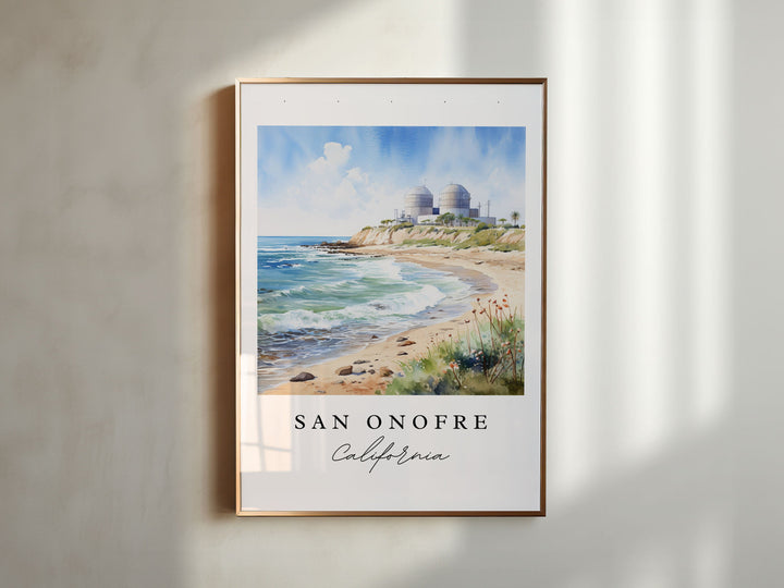 San Onofre CA wall art - San Diego Cali art, San Onofre matte print, Wedding gift, Birthday present, Custom Text, Perfect Gift