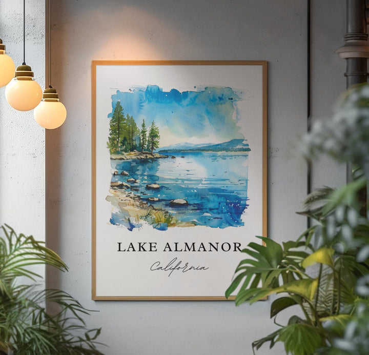 Lake Almanor Wall Art, Plumas County Print, Lake Almanor Watercolor, Lake Almanor CA Gift,