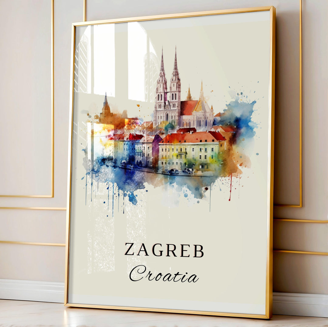 Zagreb Croatia wall art - Croatia, Zagreb poster, Zagreb Wedding gift, Zagreb Birthday present, Custom Text, Personalized Gift