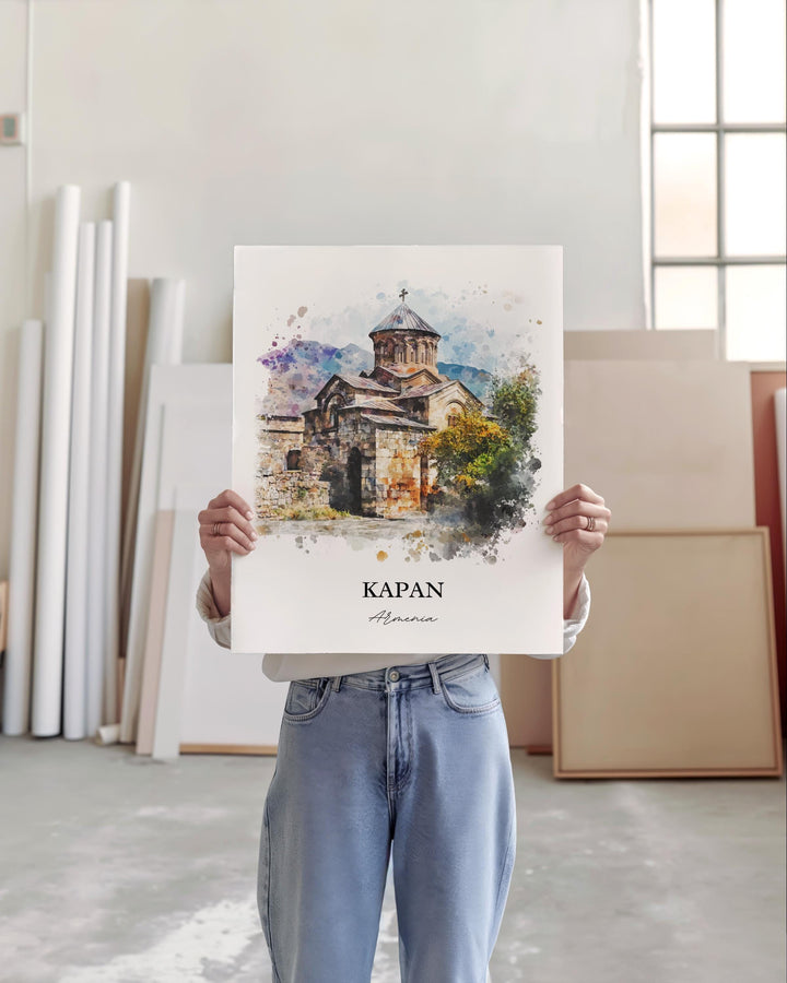 Kapan Armenia Wall Art, Syunik Province Print, Armenia Watercolor Art, Kapan Armenia Gift, Travel Print, Travel Poster, Housewarming Gift