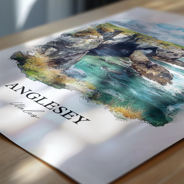 Anglesey Wall Art, Anglesey Wales Print, Wales Watercolor Art, Anglesey Gift, Travel Print, Travel Poster, Housewarming Gift