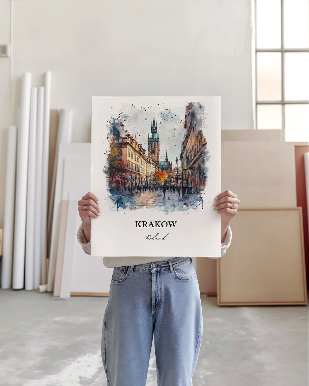 Krakow Wall Art, Krakow Print, Krakow Poland Watercolor, Krakow Gift, Travel Print, Travel Poster, Housewarming Gift