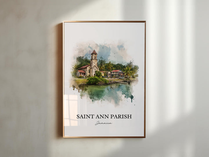 Saint Ann Parish Wall Art, Jamaica Print, Jamaica Watercolor Art, Jamaica Gift, St. Ann Jamaica Print, Travel Poster, Housewarming Gift