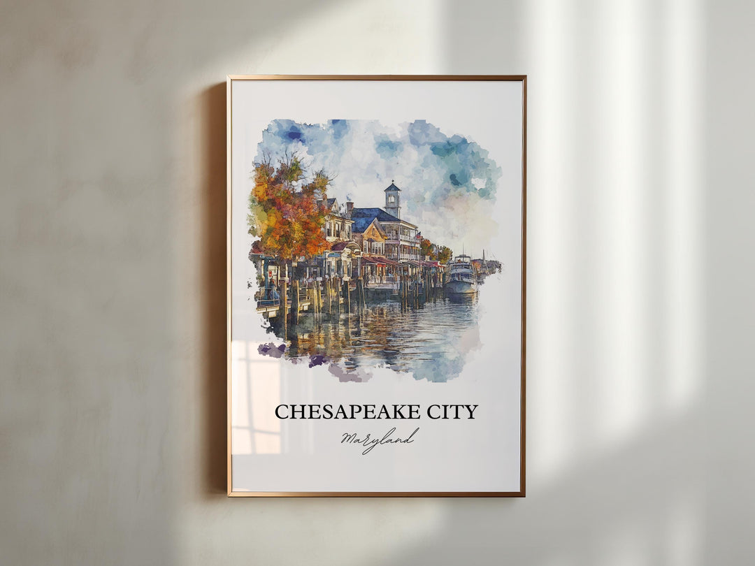 Chesapeake City Wall Art, Cecil County Print, Maryland Watercolor Art, Chesapeake City Gift, Travel Print, Travel Poster, Housewarming Gift