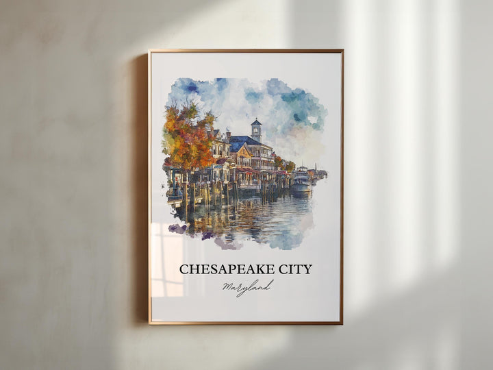 Chesapeake City Wall Art, Cecil County Print, Maryland Watercolor Art, Chesapeake City Gift, Travel Print, Travel Poster, Housewarming Gift