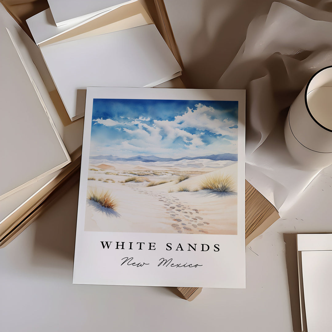 White Sands NM wall art - New Mexico, White Sands print, White Sands Park gift, Birthday present, Custom Text, Perfect Gift, Las Cruces NM