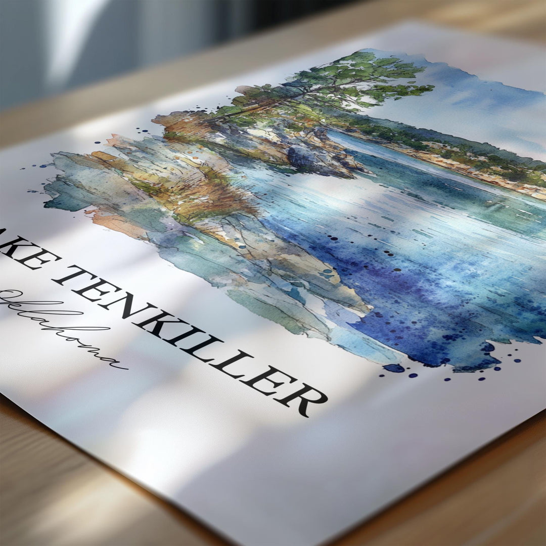 Lake Tenkiller Wall Art, Tenkiller Ferry Lake Print, Oklahoma Artwork, Lake Tenkiller Gift, Travel Print, Travel Poster, Housewarming Gift