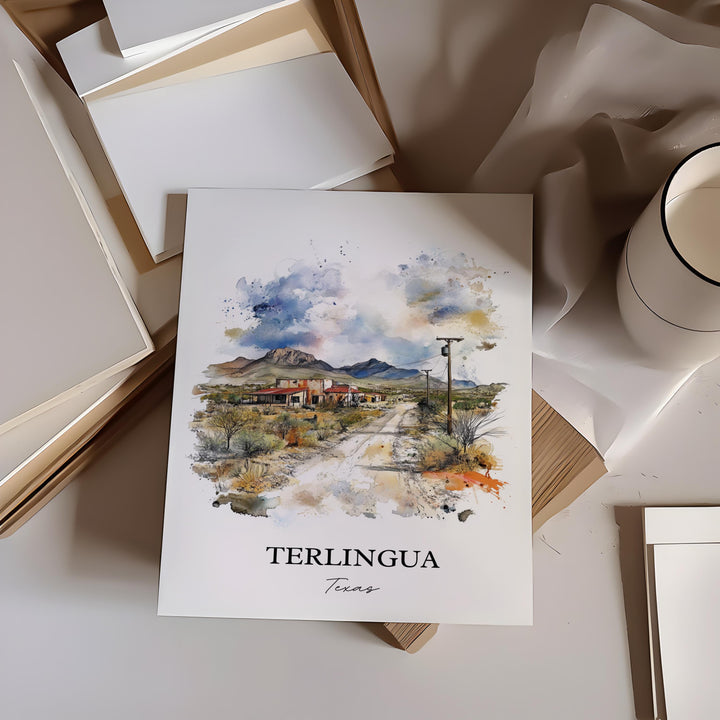 Terlingua TX Wall Art, Terlingua Print, Texas Watercolor Art, Terlingua Texas Gift, Travel Print, Travel Poster, Housewarming Gift