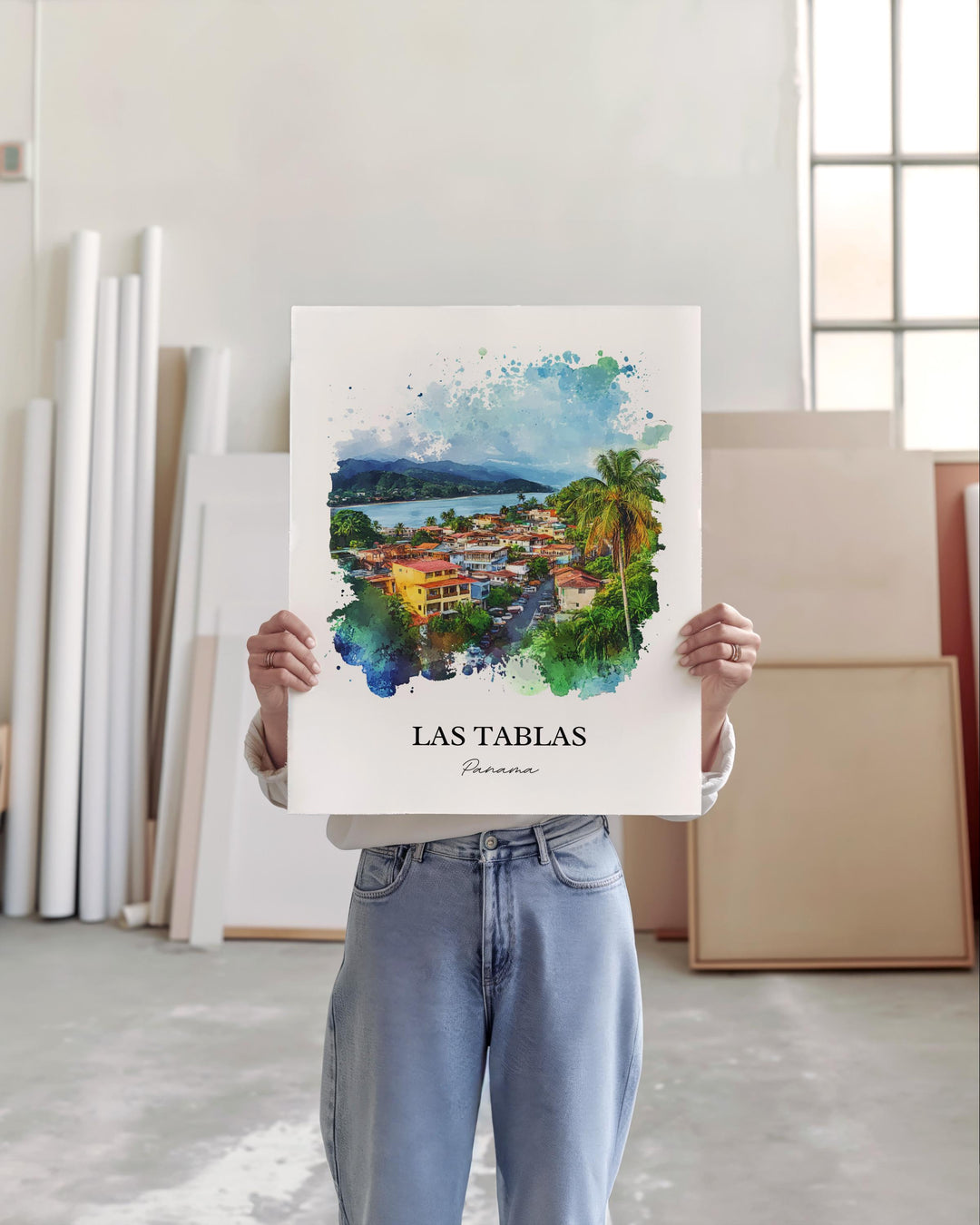Las Tablas Wall Art, Azuero Peninsula Print, Panama Watercolor Art, Las Tablas Panama Gift, Travel Print, Travel Poster, Housewarming Gift