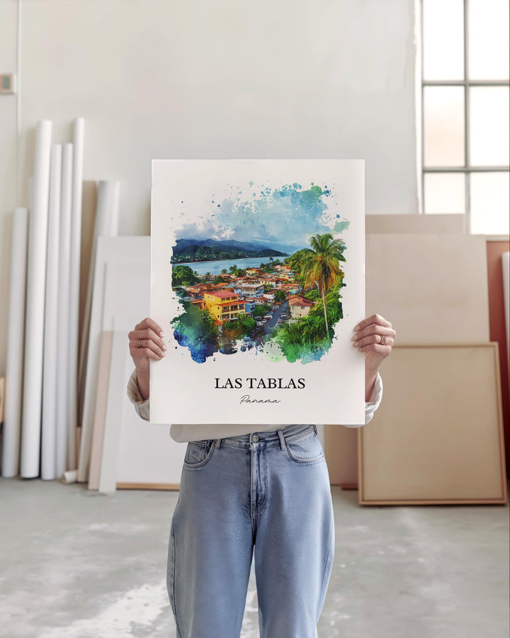 Las Tablas Wall Art, Azuero Peninsula Print, Panama Watercolor Art, Las Tablas Panama Gift, Travel Print, Travel Poster, Housewarming Gift