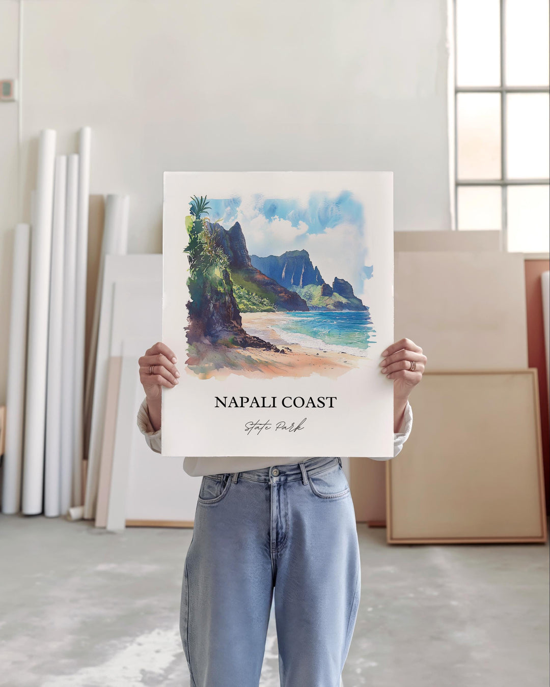 Napali Coast Wall Art, Kauai HI Print, Kauai Watercolor Art, Napali Coast State Park Gift, Travel Print, Travel Poster, Housewarming Gift