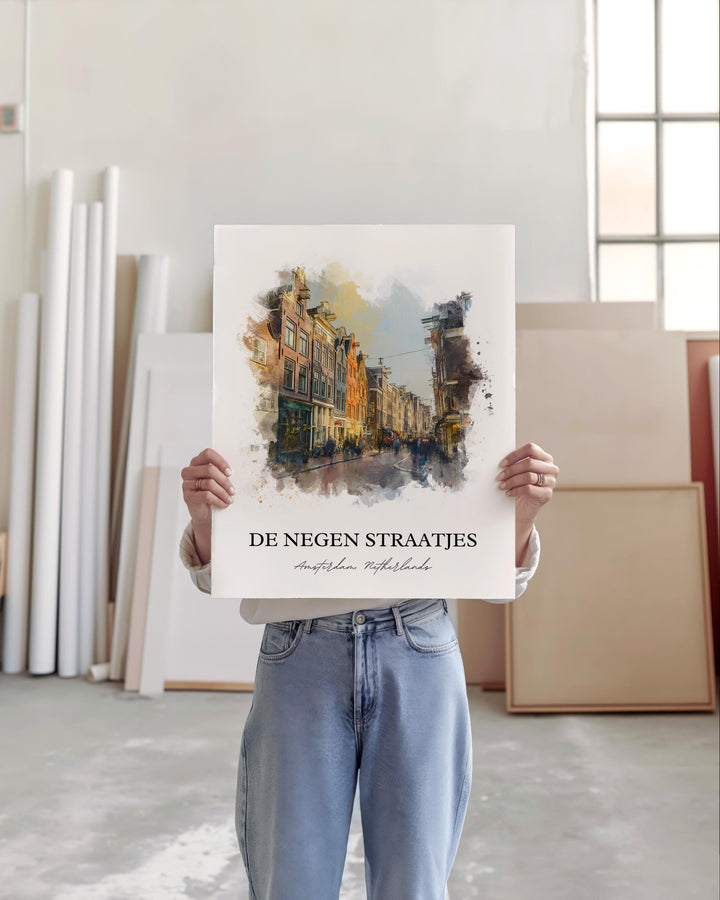 De Negen Straatjes Wall Art, Amsterdam Print, Amsterdam Art, Amsterdam Netherlands Gift, Travel Print, Travel Poster, Housewarming Gift