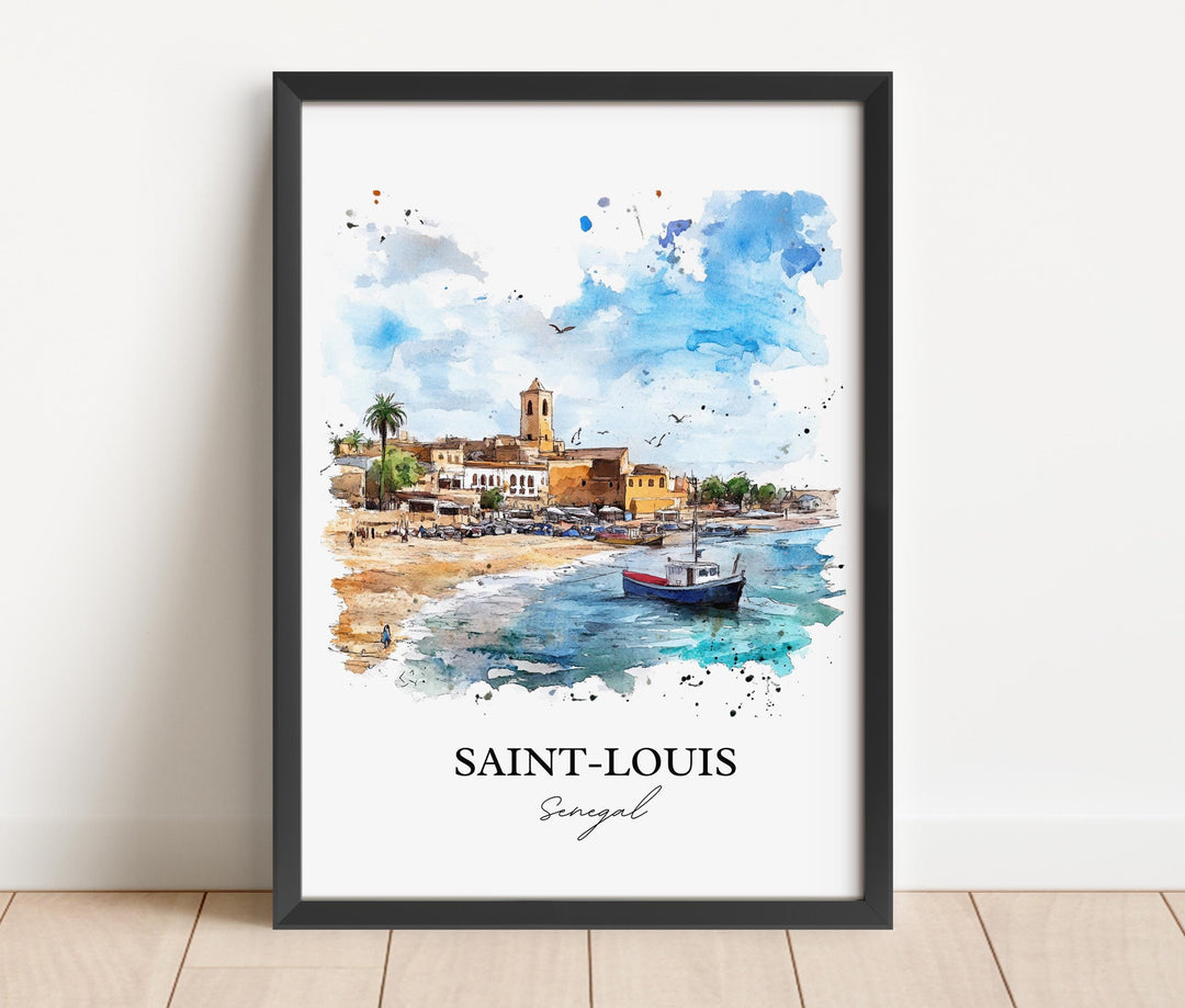 Saint-Louis Senegal Wall Art, Senegal Print, Senegal Watercolor Art, Saint Louis Africa Gift, Travel Print, Travel Poster, Housewarming Gift