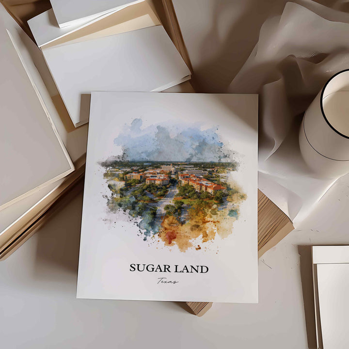 Sugar Land, Texas – Watercolor Art Print