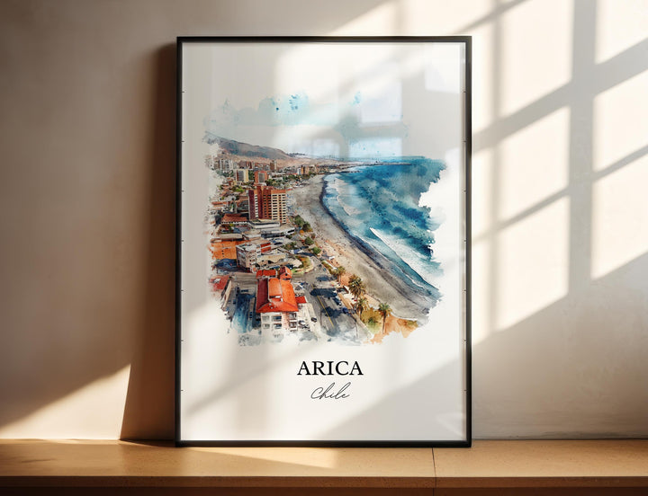 Arica Chile Wall Art, Northern Chile Print, Chile Watercolor Art, Arica Chile Gift, Travel Print, Travel Poster, Housewarming Gift