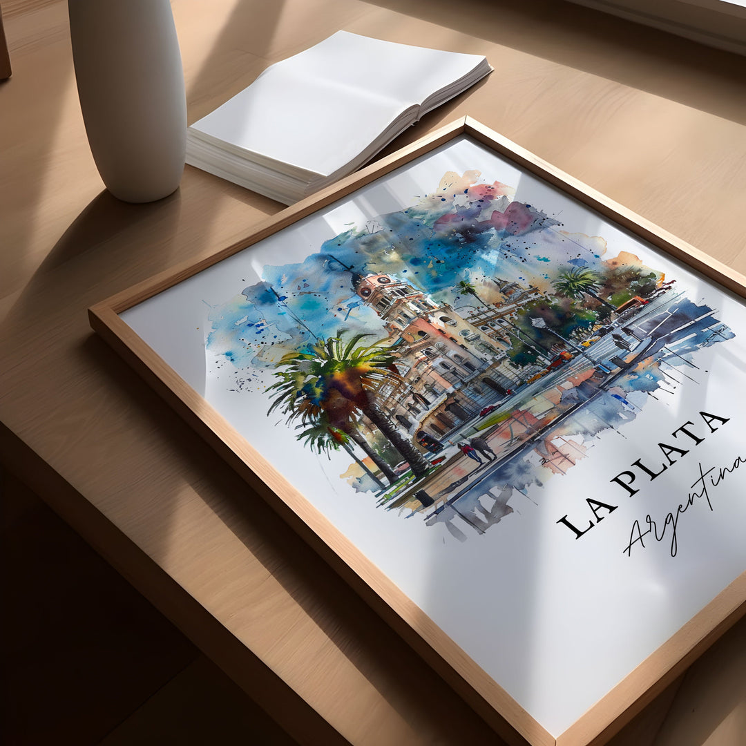La Plata Argentina Art, La Plata Print, La Plata Watercolor, Buenos Aires Argentina Gift, Travel Poster, Housewarming Gift