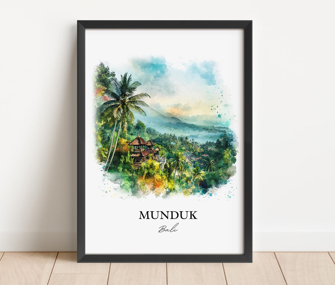Munduk Bali Wall Art, Bali Print, Bali Watercolor Art, Munduk Gift, Travel Print, Travel Poster, Housewarming Gift