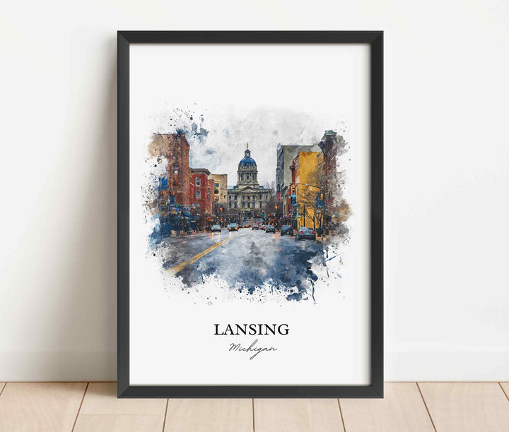 Lansing, Michigan – Watercolor Art Print
