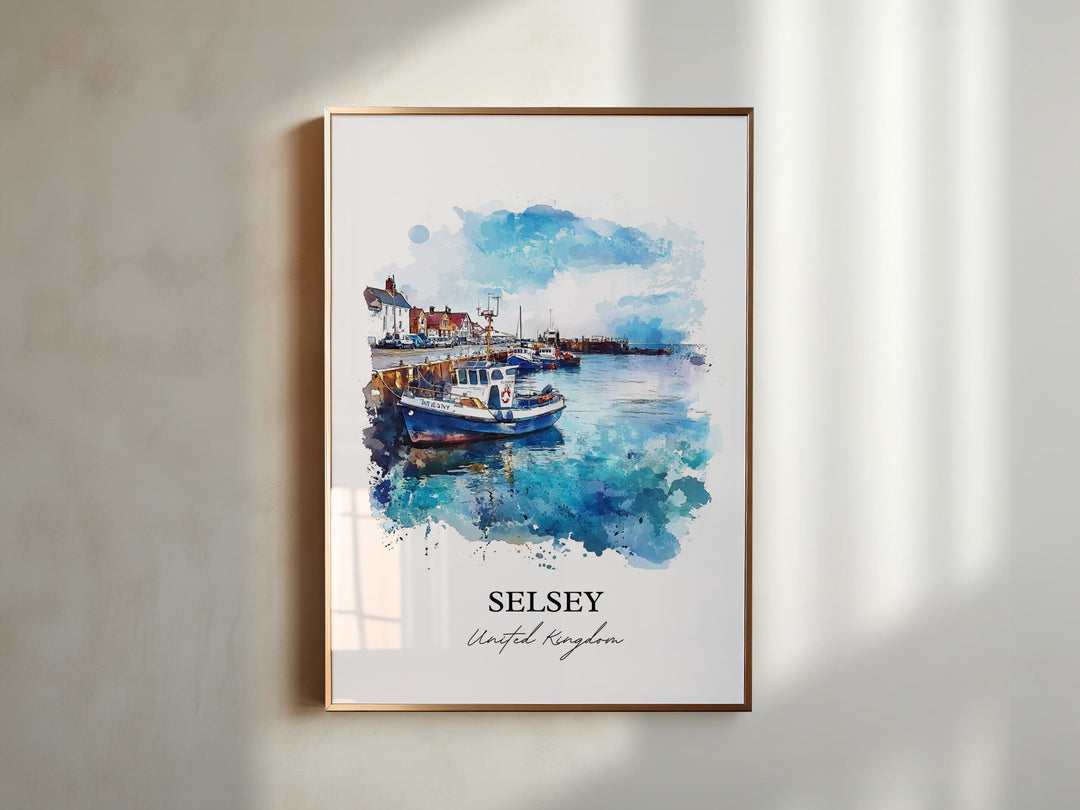 Selsey England Wall Art, Chichester Print, West Sussex UK Watercolor Art, Selsey Gift, Travel Print, Travel Poster, Housewarming Gift