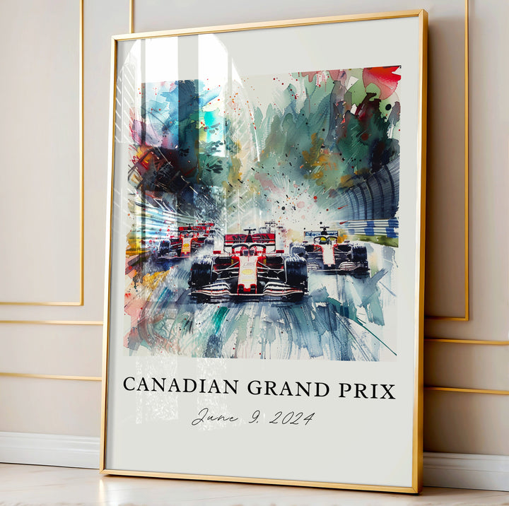 Canadian Grand Prix Art, F1 Montreal Print, Canadian F1 Watercolor Art, Montreal F1 Gift,